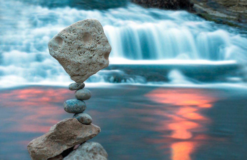 balanced stack stones in waterfalls center 300
